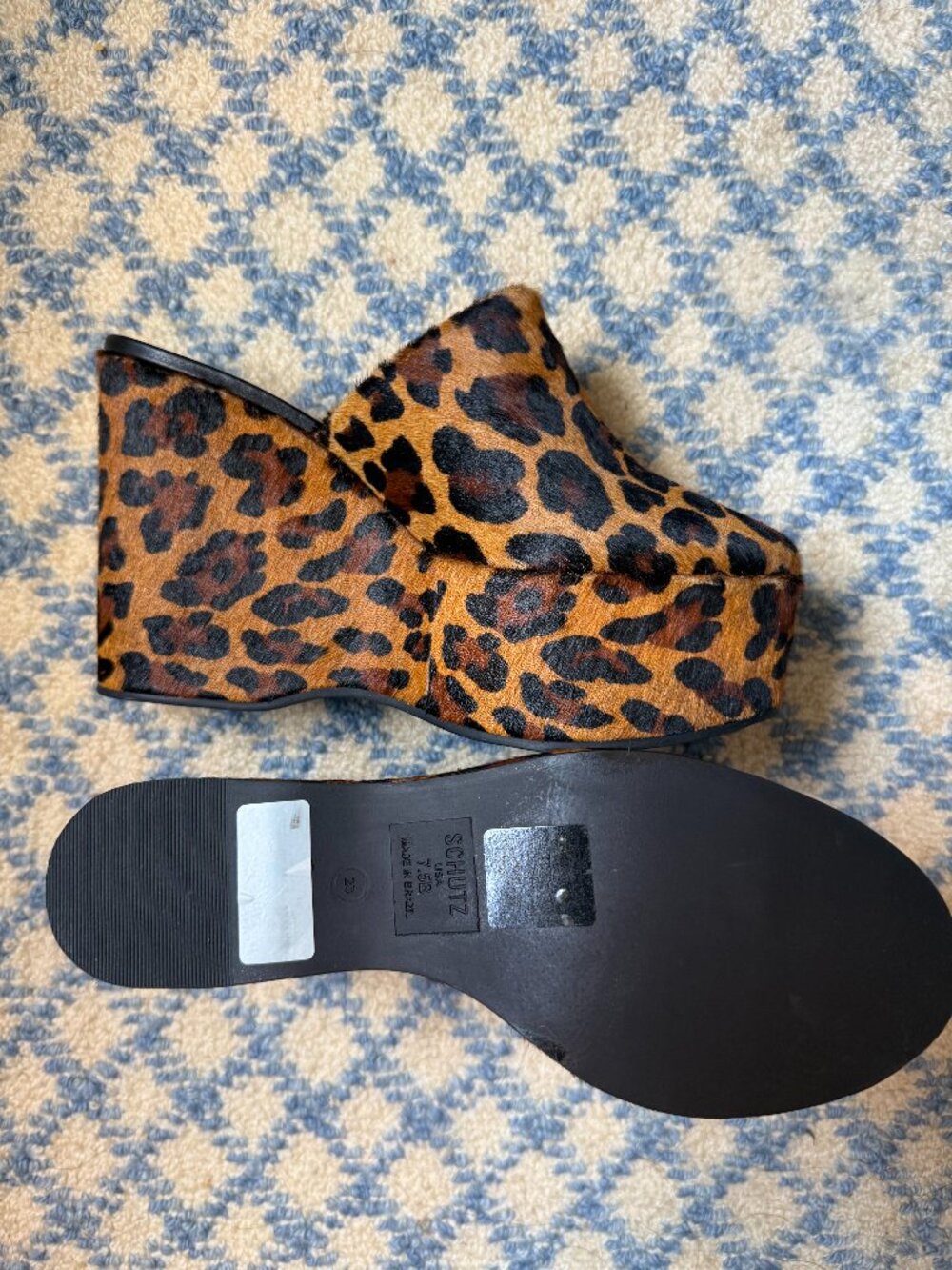 SCHUTX "SIERRA" PLATFORM WEDGE MILE IN LEOPARD SZ 7.5M